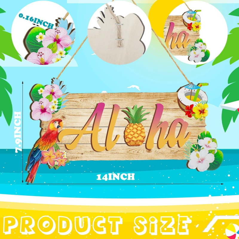 Ξύλινο κρεμαστό διακοσμητικό με τροπικά πουλιά για καλοκαιρινά πάρτι — μοντέρνος μινιμαλισμός, εκτύπωση με ημιχειροκίνητη και ημιμηχανική διαδικασία, έτοιμο προς δώρο