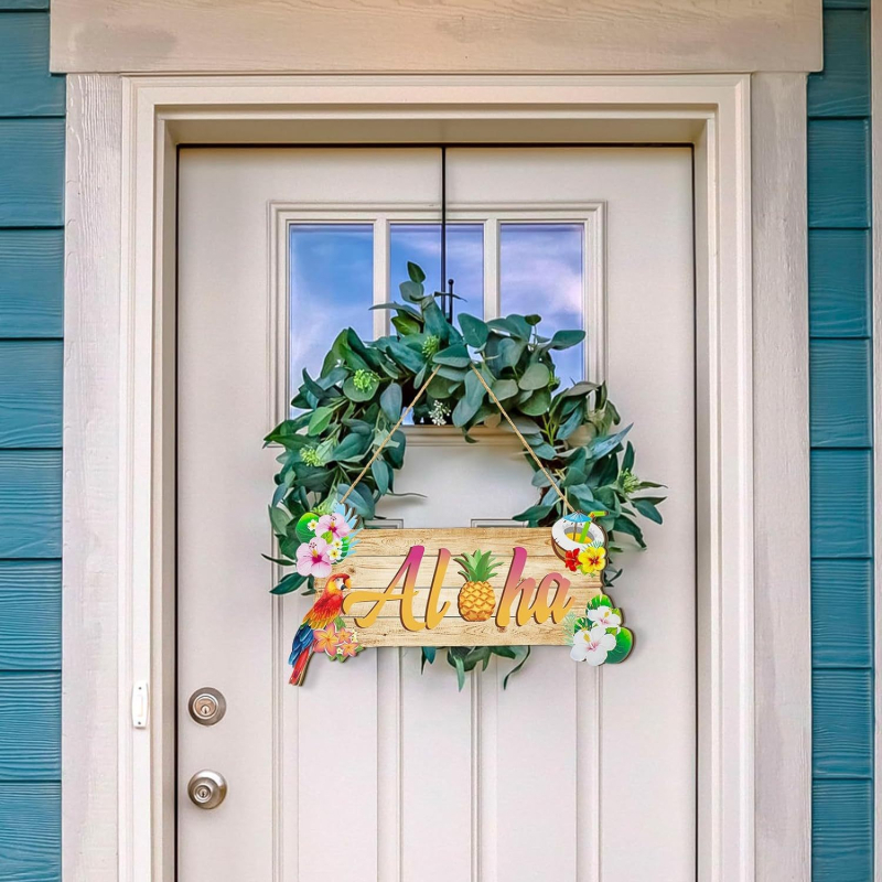 Ξύλινο κρεμαστό διακοσμητικό με τροπικά πουλιά για καλοκαιρινά πάρτι — μοντέρνος μινιμαλισμός, εκτύπωση με ημιχειροκίνητη και ημιμηχανική διαδικασία, έτοιμο προς δώρο