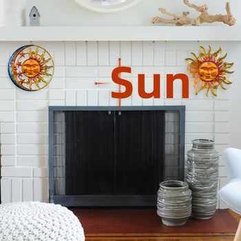 Железен стенен декор Sun Face, тричленен комплект за окачване