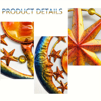 Железен стенен декор Sun Face, тричленен комплект за окачване