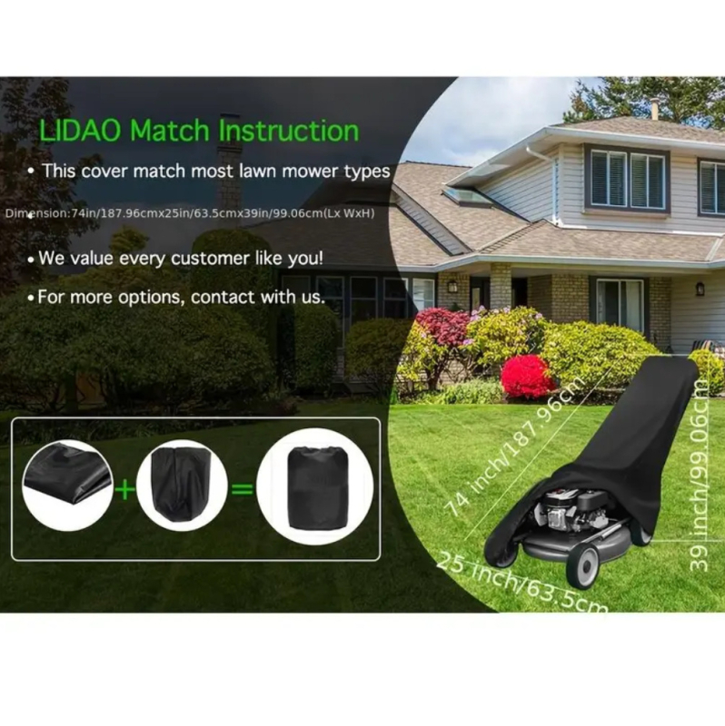 Walk-Behind zāles pļaušanas mašīnas pārsega komplekts, universāla saderība ar Greenwor, Oxford audums, glabāšanai aiz durvīm vai sienas, uzsākts 2024. gada rudenī