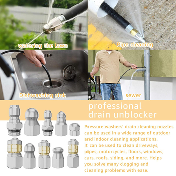 STM 10 τεμάχια σετ ακροφυσίων υψηλής πίεσης από ανοξείδωτο ατσάλι, κατάλληλο για πλύσιμο αυτοκινήτου και καθαρισμό αποχετευτικών αγωγών, βάρος 400 g