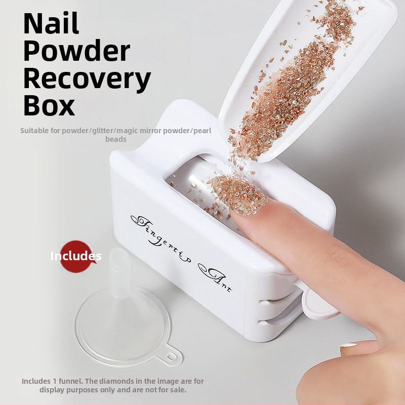 Kétoldalas körömdíszítő púder tároló doboz, ABS, 43 g nettó, OEM Pinpai, köröm ékszerekhez
