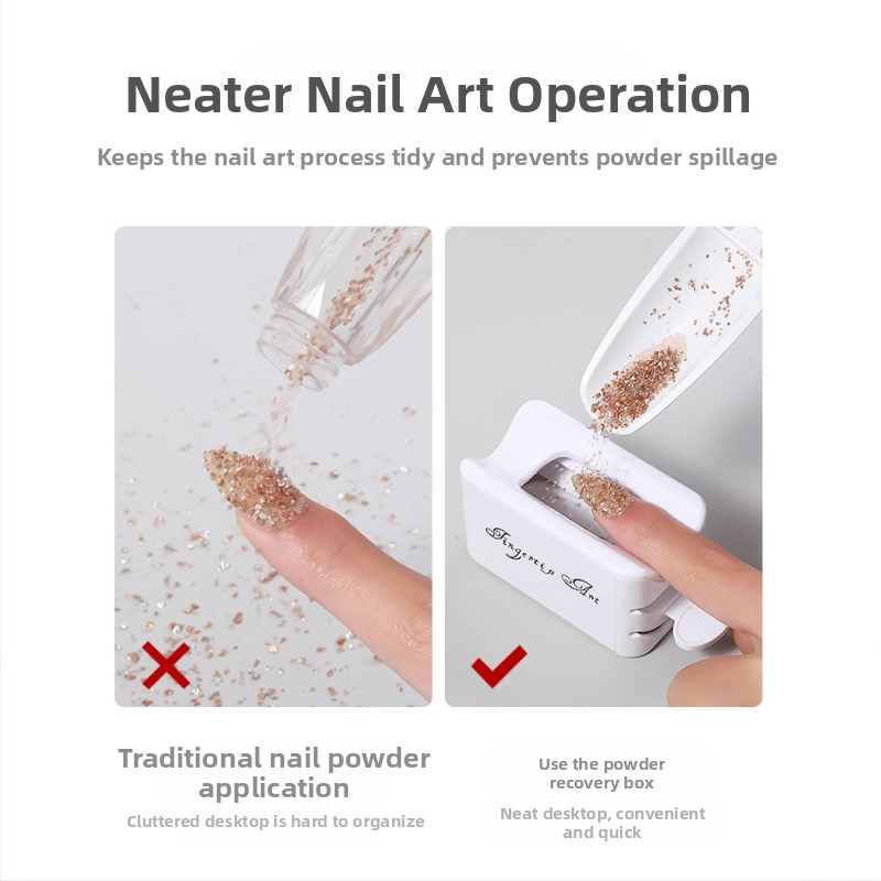 Kétoldalas körömdíszítő púder tároló doboz, ABS, 43 g nettó, OEM Pinpai, köröm ékszerekhez