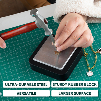 Ювелирно работно място за щанцоване с ударопоглъщащ гумен блок и стоманена плоча; метален инструмент, квадратна форма, персонализирана обработка