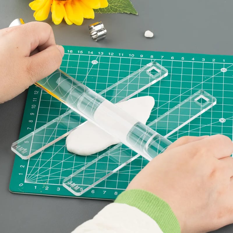 12 dalių rinkinys minkšto molio storio matuoklis, ritinėlio padėklas ir lygintuvas – pradžiai, DIY rankdarbiai