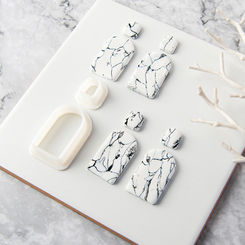 Geometrinė auskarų liejimo forma iš polimero molio, marmoro raštas, pjovimo forma DIY papuošalams