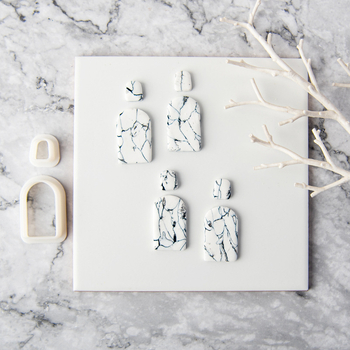 Geometrinė auskarų liejimo forma iš polimero molio, marmoro raštas, pjovimo forma DIY papuošalams