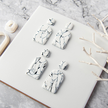 Geometrinė auskarų liejimo forma iš polimero molio, marmoro raštas, pjovimo forma DIY papuošalams