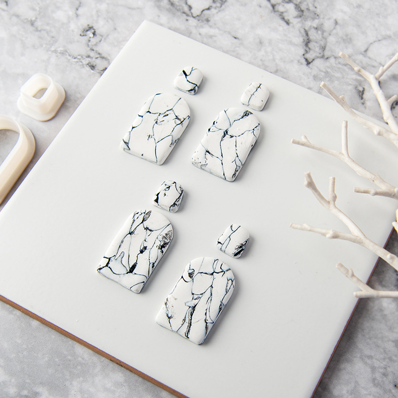 Geometrinė auskarų liejimo forma iš polimero molio, marmoro raštas, pjovimo forma DIY papuošalams