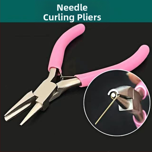 Клещи за навиване на тел за бижута с извита челюст, остър връх и половинен жлеб