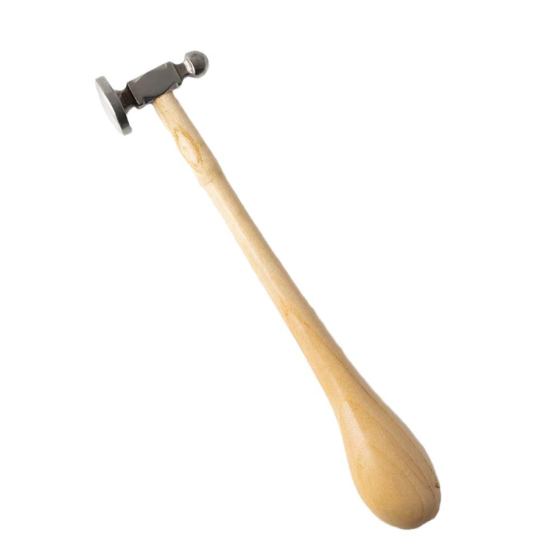 Nerūdijančio plieno plaktukas su apvalia galva, skirtas juvelyrikai ir odiniams darbams, auksavimo įrankis, medinė rankena