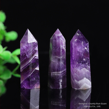 Ametisto kristalų kolona, Runguan Jewelry prekės ženklas, modernus minimalistinis stilius, pakuotė atskirame PP maišelyje