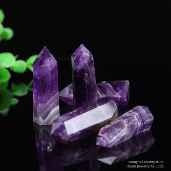 Ametisto kristalų kolona, Runguan Jewelry prekės ženklas, modernus minimalistinis stilius, pakuotė atskirame PP maišelyje
