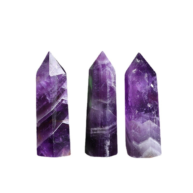 Ametisto kristalų kolona, Runguan Jewelry prekės ženklas, modernus minimalistinis stilius, pakuotė atskirame PP maišelyje