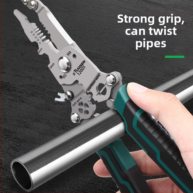 XTuosen сгъваеми клещи за оголване на проводници – рязане и кримпване, остри челюсти, тегло 0,22 кг