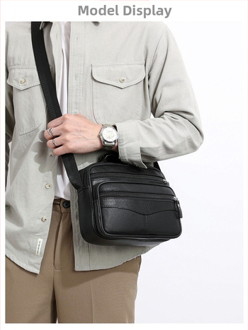 Мъжка кръстосана чанта за през рамо - първокласна телешка кожа, голям капацитет, водоустойчива, дишаща, износоустойчива