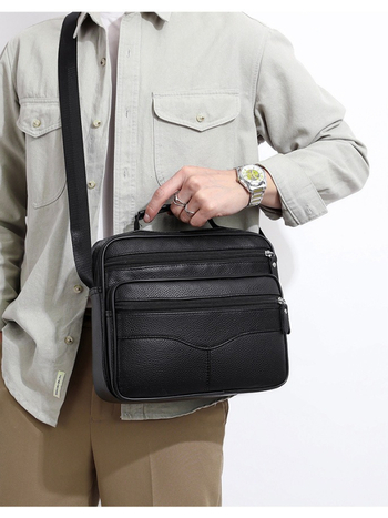 Мъжка кръстосана чанта за през рамо - първокласна телешка кожа, голям капацитет, водоустойчива, дишаща, износоустойчива