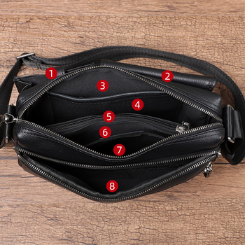 Мъжка кожена кръстосана чанта през рамо, естествена кожа, горен слой телешка кожа, с разширяваща функция, едноцветна, подплата полиестер