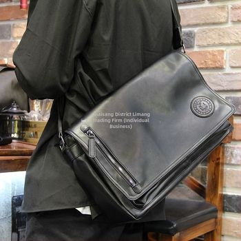 Férfi vállon átvethető táska, koreai-stílusú, nagy kapacitású dokumentumtáska, PU anyag, PU bélés
