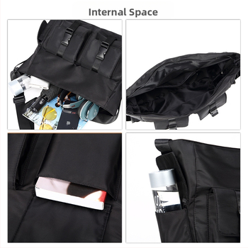 Мъжка чанта през рамо – уличен стил, Oxford плат, модел 2088, полиестерна подплата, едноцветна