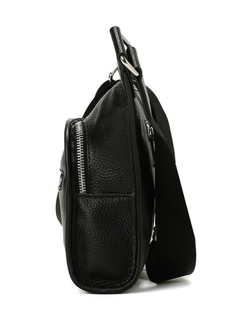 Мъжка чанта през рамо от естествена кожа, текстура на личи, подплата полиестер, есен 2024