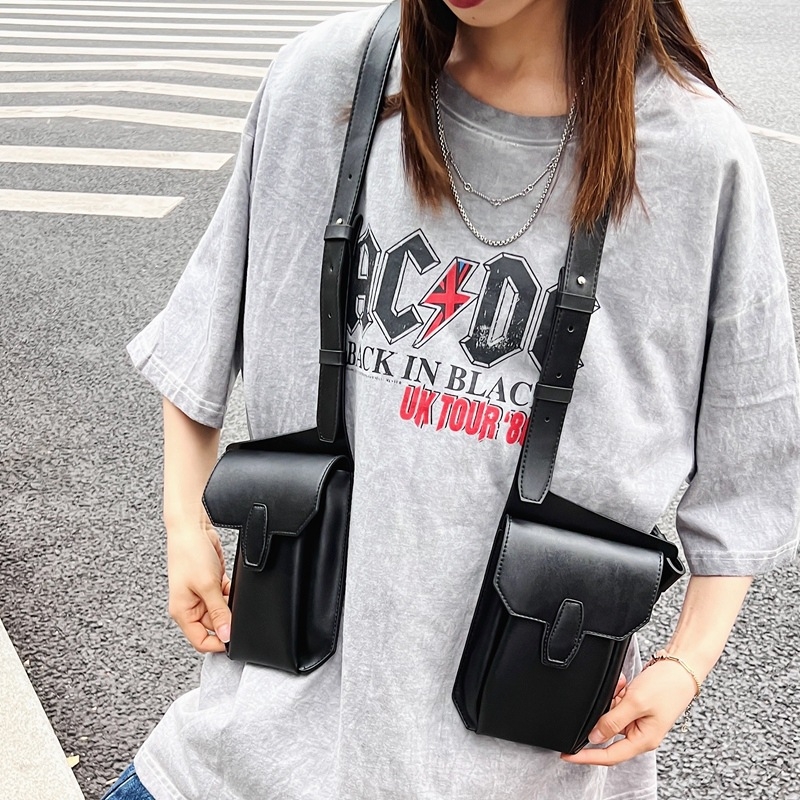 Мъжка чанта за гърдите, PU материал, ултра лека, намалява натоварването, Kangxiu