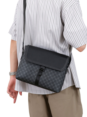 Férfi válltáska városi minimalist stílusban, PVC anyag, PU bélés, vízálló, kopásálló, bővíthető