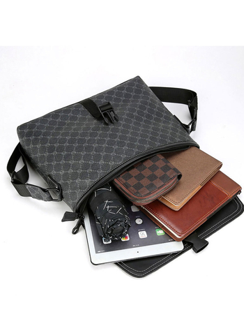 Férfi válltáska városi minimalist stílusban, PVC anyag, PU bélés, vízálló, kopásálló, bővíthető