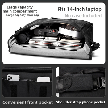 Мъжка чанта през рамо - уличен стил, найлон, износоустойчива, голям капацитет