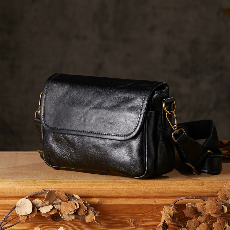 Férfi válltáska – utcai stílus, valódi bőr, első réteg marhabőr, poliészter bélés, mindennapi használat