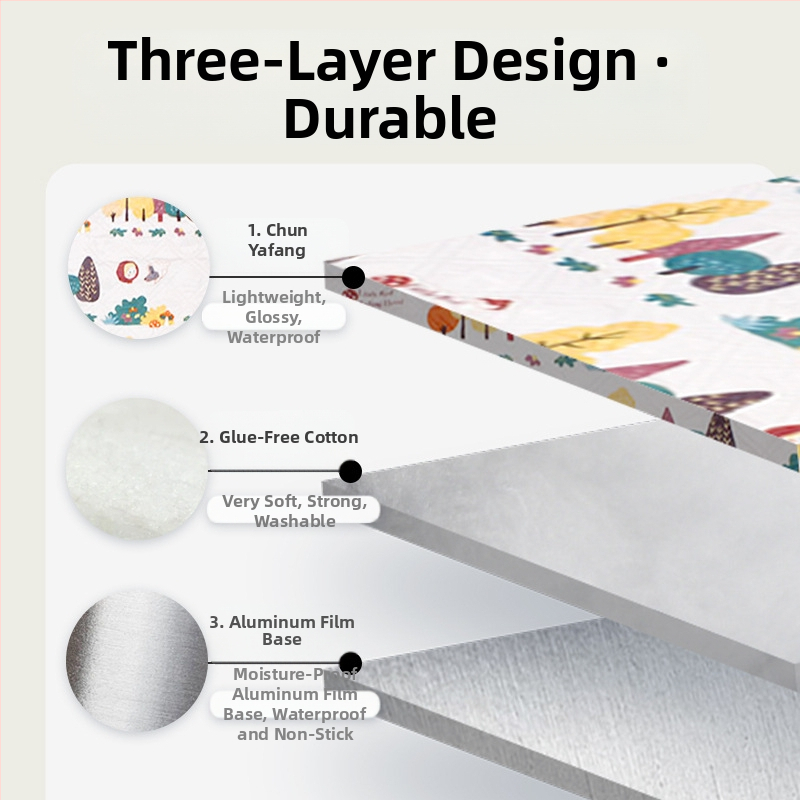 Kempinga paklājs ar ultraskaņas kompozīcijas konstrukciju, ekstra bieza, ūdensizturīgs un siltināts; svars 850 g; materiāls: Chunya spinning; audums: akrila audums + sūklis + ūdensnecaurlaidīgs PEVA; modelis: Briefcase; piemērots 6 personām.