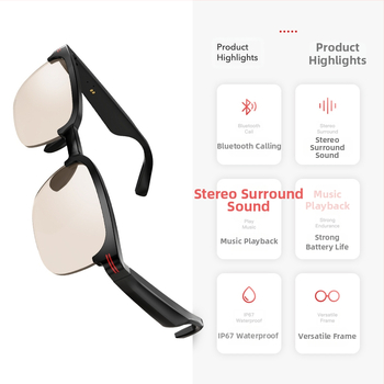 GS200 έξυπνα γυαλιά Bluetooth με κατευθυνόμενο ήχο — έλεγχος αφής, μπαταρία 150 mAh, υλικό PC+ABS, ασύρματη εμβέλεια 5–10 m, δυνατότητες: κλήσεις και μουσική