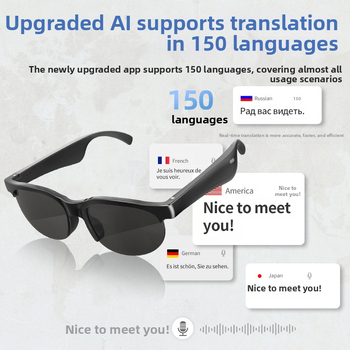 Умни Bluetooth очила с AI превод в реално време за шофиране на открито и безжични обаждания, Bluetooth 5.3, обхват 10 м, 4–8 ч живот на батерията, IPX4 водоустойчивост