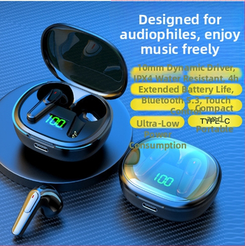 Ин-ушни безжични TWS слушалки със ENC шумопотискане, цифров дисплей, Bluetooth 5.0, IPX4, обхват до 10 м