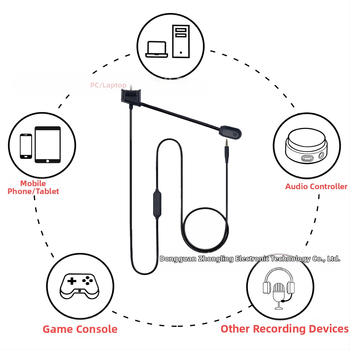 Аудио кабел за BOSE QC35 слушалки с подвижен микрофон, златно покритие, медна сърцевина висока чистота, гъвкав ТПЕ кабел, ROHS съвместим