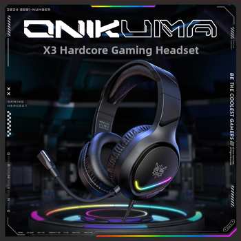 ONIKUMA X31 жично гейминг хедсет – модел X31, марка ONIKUMA, издаден през 2024 г.; комплект съдържа слушалки, ръководство и адаптер