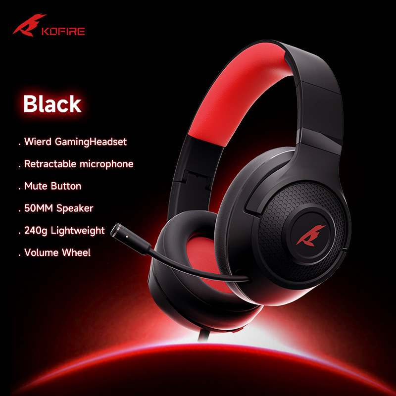 Gamer fejhallgató mikrofonnal — 40 mm meghajtók; 3,5 mm csatlakozó; vezetékes; frekvencia-válasz 20–20000 Hz; 1,5 m kábel