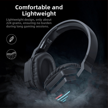 ONIKUMA B60 Bluetooth слушалки за игри, шумопотискане, безжичен стерео звук, LED осветление, батерия над 8 часа