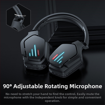 ONIKUMA B60 Bluetooth слушалки за игри, шумопотискане, безжичен стерео звук, LED осветление, батерия над 8 часа