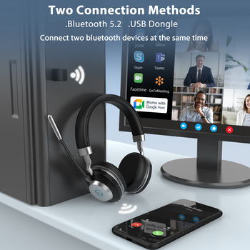 Vonztek BT-882M-ANC vezeték nélküli fejhallgató otthoni irodai használatra, aktív zajszűrés, 40 mm meghajtók, beépített mikrofon