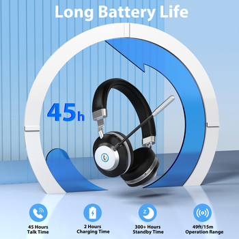 Vonztek BT-882M-ANC vezeték nélküli fejhallgató otthoni irodai használatra, aktív zajszűrés, 40 mm meghajtók, beépített mikrofon