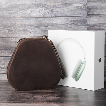 AirPods Max ādas aizsargs no pirmās klases liellādas ādas ar reljefa dizainu, pārnēsājams un universāls