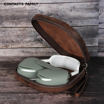 AirPods Max ādas aizsargs no pirmās klases liellādas ādas ar reljefa dizainu, pārnēsājams un universāls