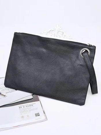 Uniszex PU kézitáska | Zipzáros zárás | Vízszintes négyzetes forma | Telefontok zseb | Nagy kapacitás