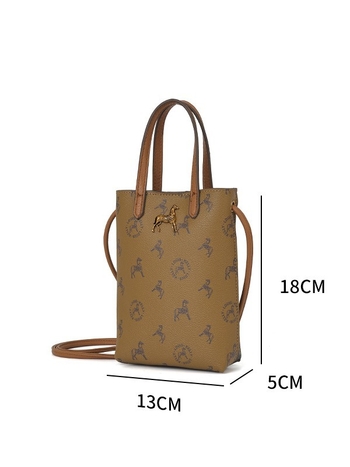 Ramenska torba s nišnim dizajnom, dvostruka džep za telefon, PU, mali kvadratni oblik, magnetsko zatvaranje, unutarnji džep na zip