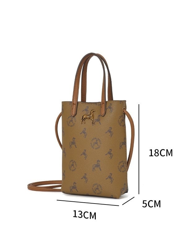 Ramenska torba s nišnim dizajnom, dvostruka džep za telefon, PU, mali kvadratni oblik, magnetsko zatvaranje, unutarnji džep na zip