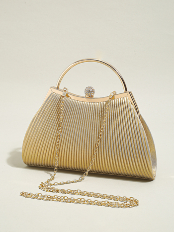 Geantă de seară crossbody cu pliuri, material poliester, căptușeală poliester, formă scoică, închidere cu lacăt