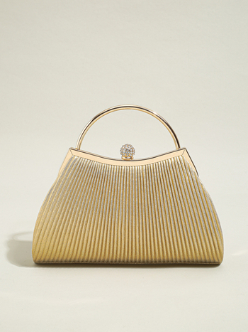 Geantă de seară crossbody cu pliuri, material poliester, căptușeală poliester, formă scoică, închidere cu lacăt