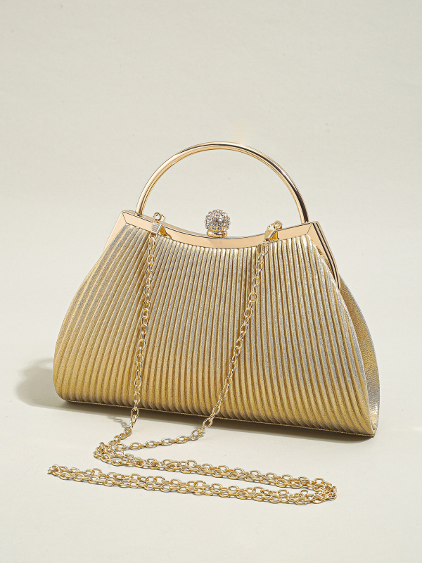 Geantă de seară crossbody cu pliuri, material poliester, căptușeală poliester, formă scoică, închidere cu lacăt